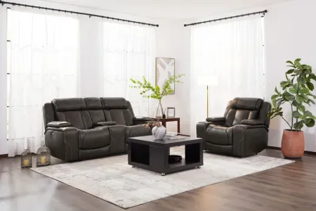 Reed Leather Dual Power Reclining Sofa
