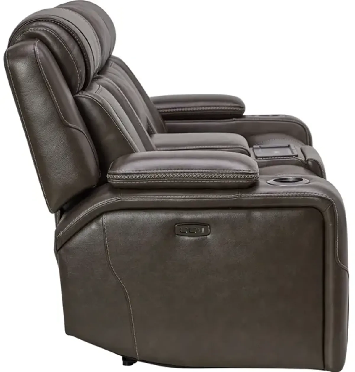 Reed Leather Dual Power Reclining Console Loveseat