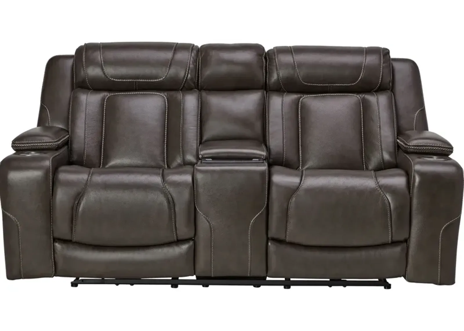 Reed Leather Dual Power Reclining Console Loveseat