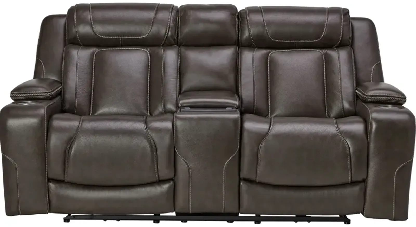 Reed Leather Dual Power Reclining Console Loveseat