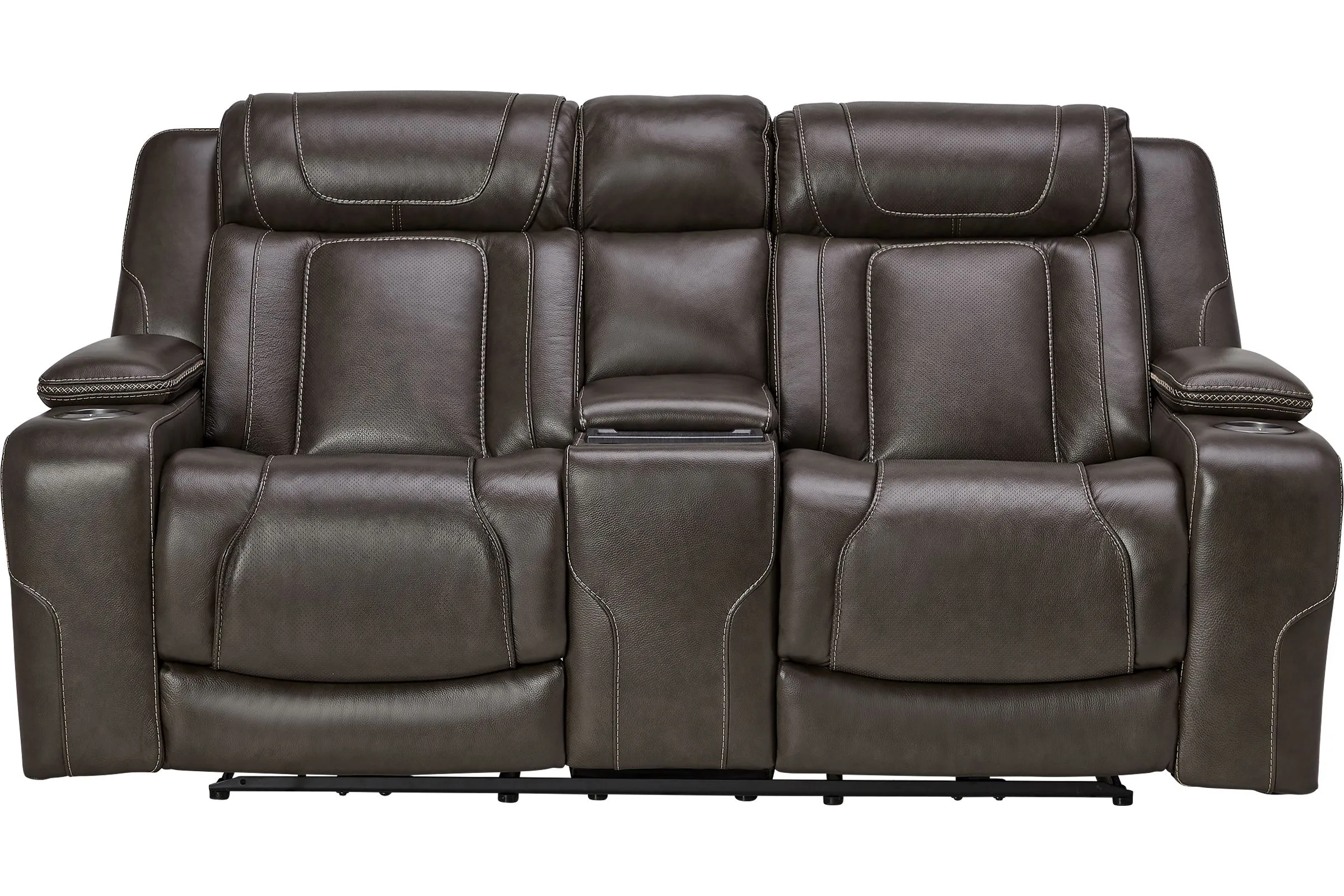 Reed Leather Dual Power Reclining Console Loveseat