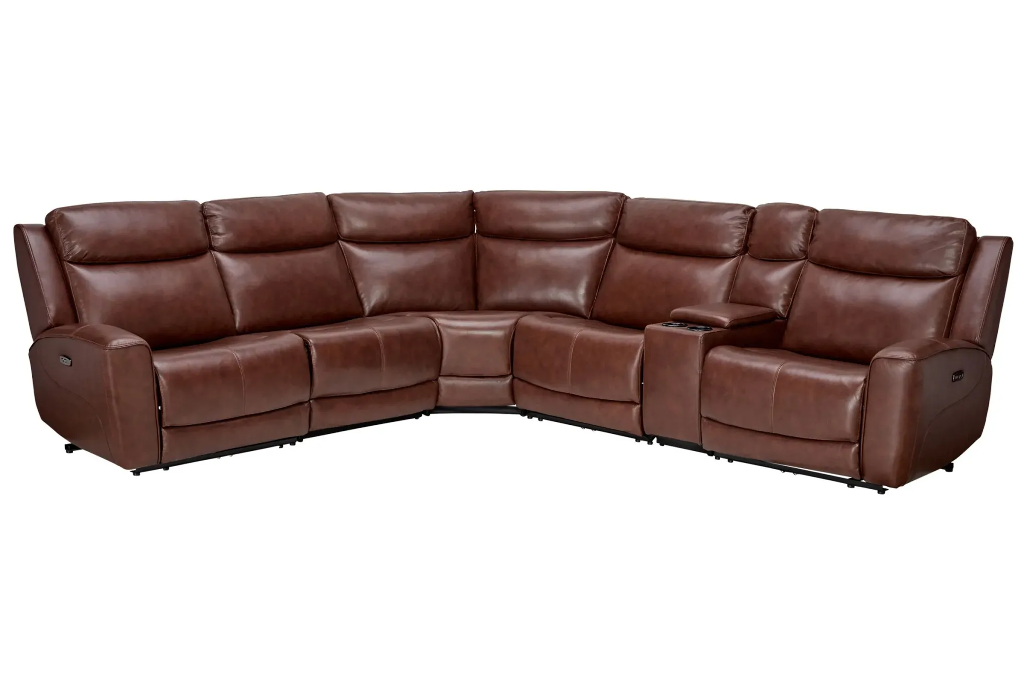 Scorpio Brown 6-Piece Leather Dual Power Reclining Sectional ...