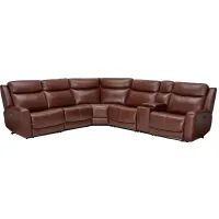 Scorpio Brown 6-Piece Leather Dual Power Reclining Sectional
