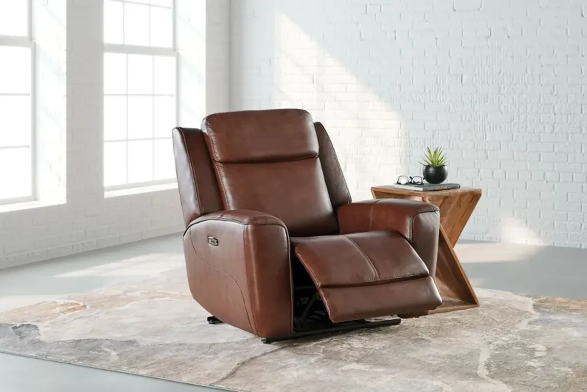 Scorpio Brown Dual Power Leather Recliner