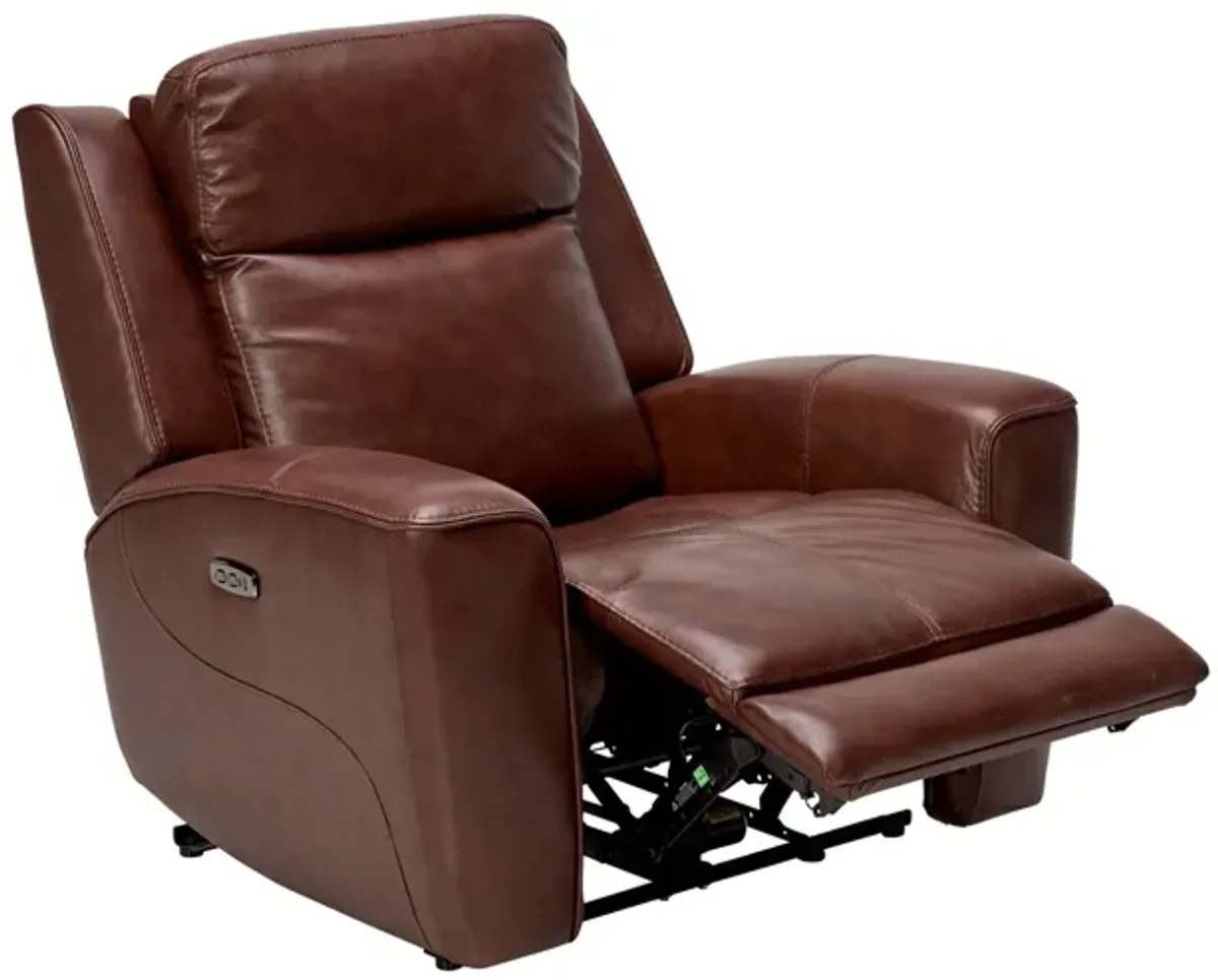 Scorpio Brown Dual Power Leather Recliner