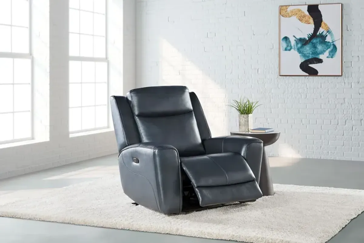 Scorpio Blue Dual Power Leather Recliner