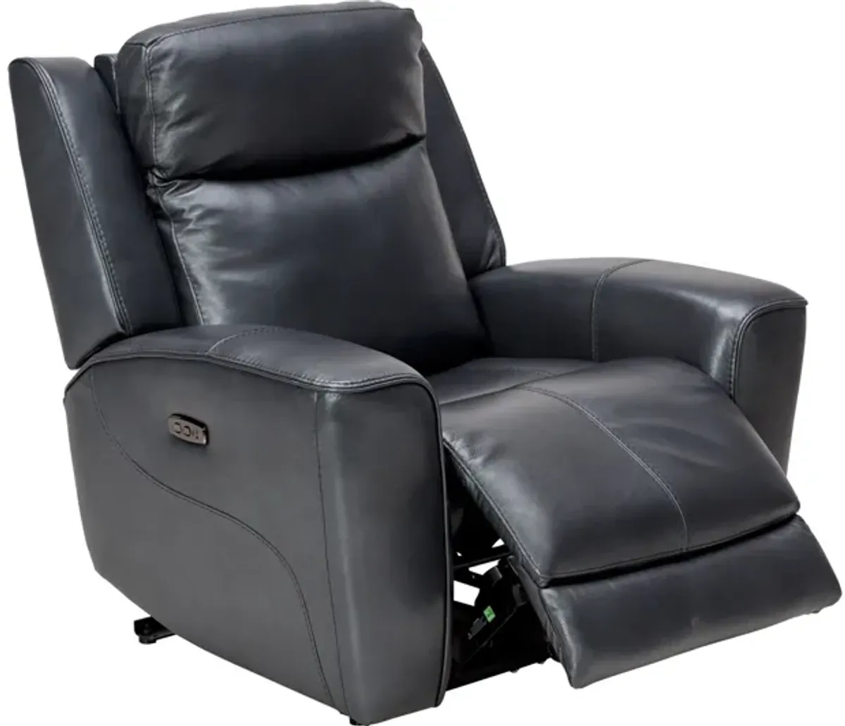 Scorpio Blue Dual Power Leather Recliner