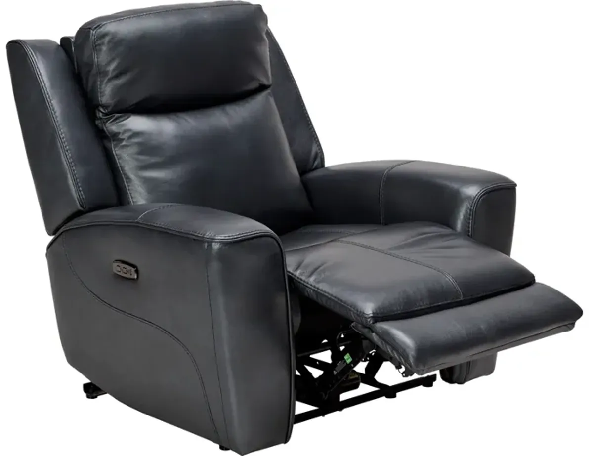 Scorpio Blue Dual Power Leather Recliner