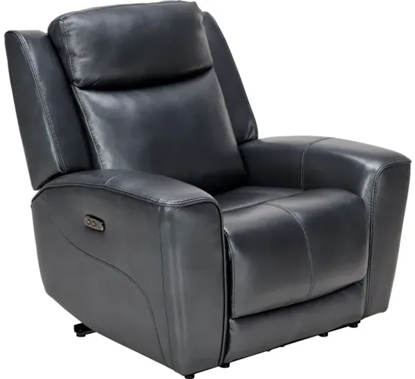 Scorpio Blue Dual Power Leather Recliner