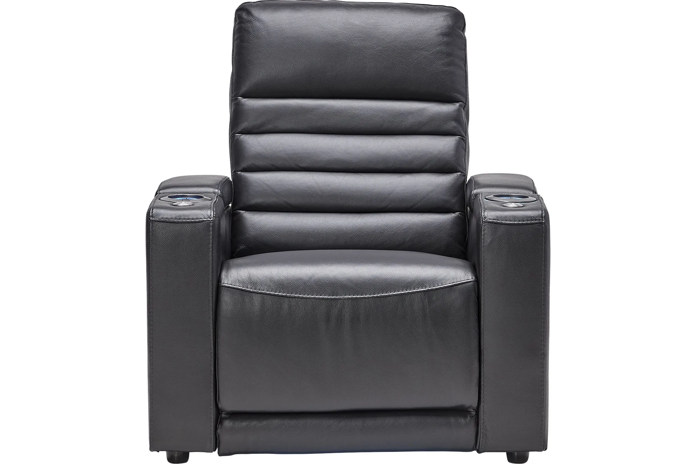 Hera Dual Power Black Leather Theater Recliner