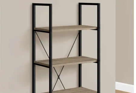 4-Tier 48" Taupe & Black Metal Bookcase