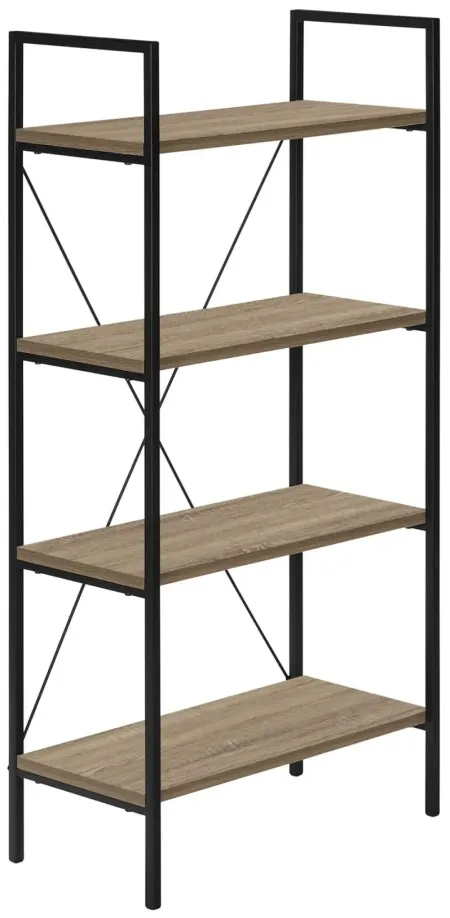 4-Tier 48" Taupe & Black Metal Bookcase