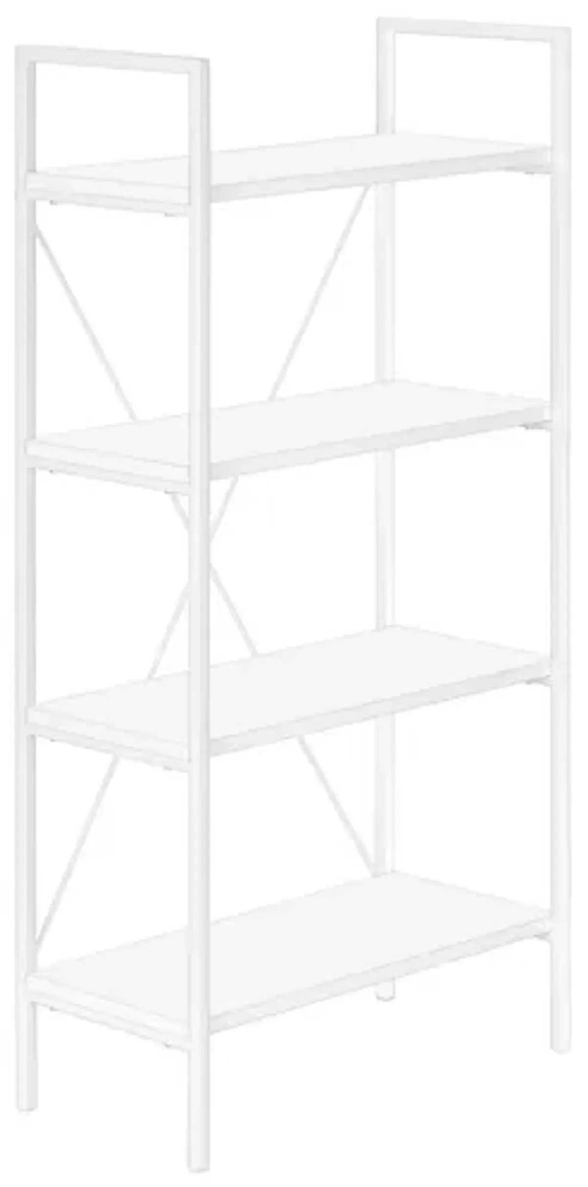 4-Tier 48" White Metal Bookcase