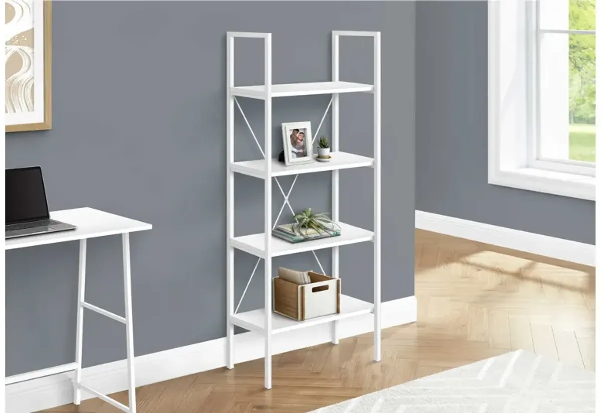 4-Tier 48" White Metal Bookcase