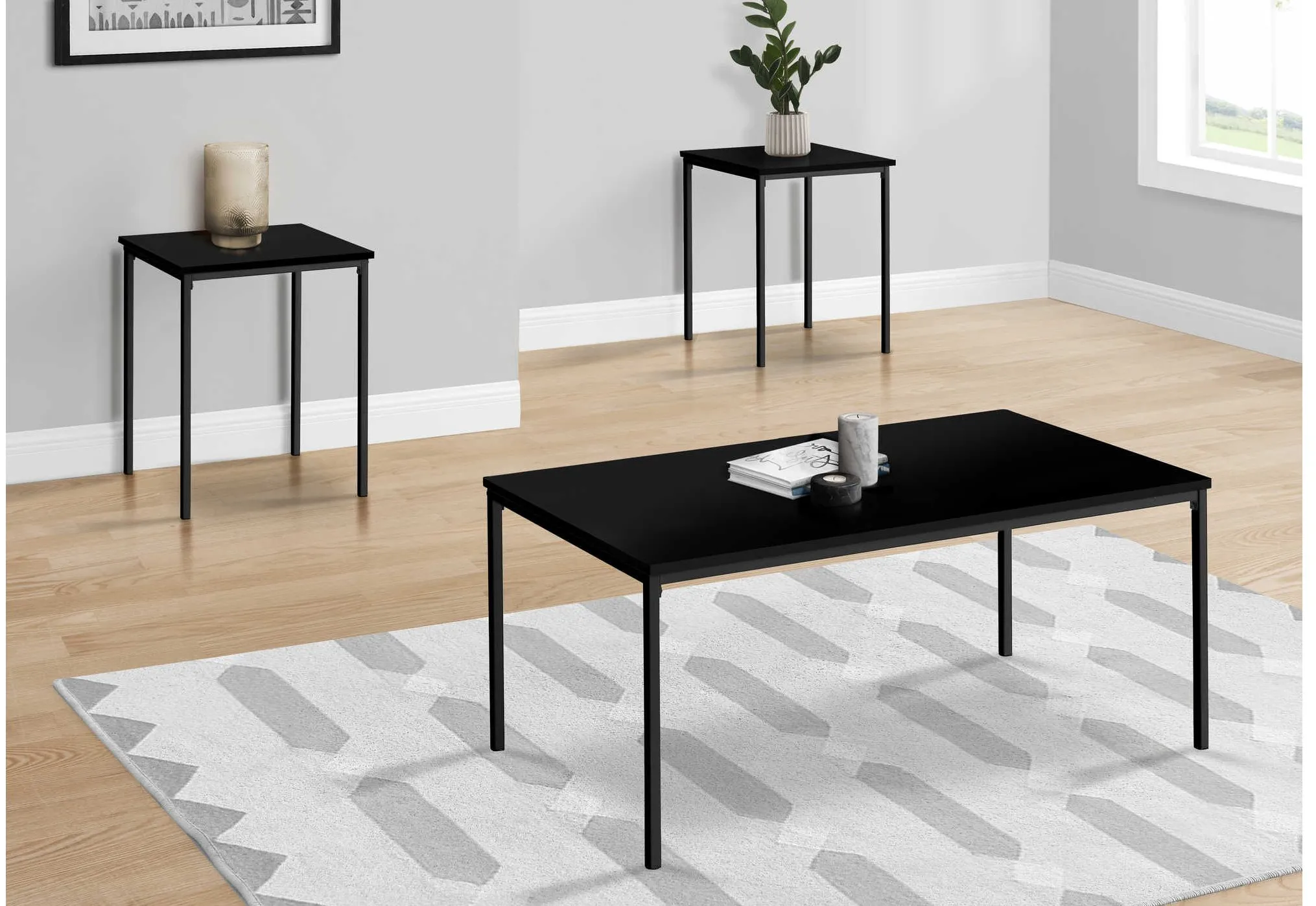 3-Piece Black Occasional Table Set