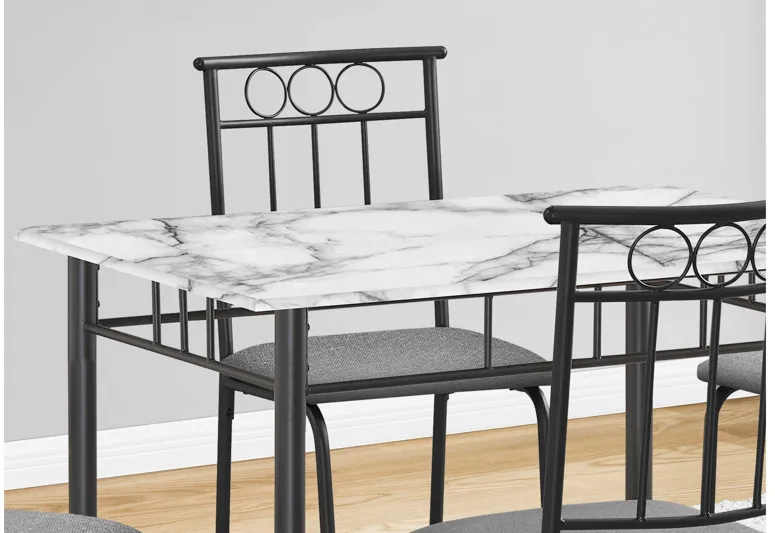 5-Piece Marble & Black Dining Set