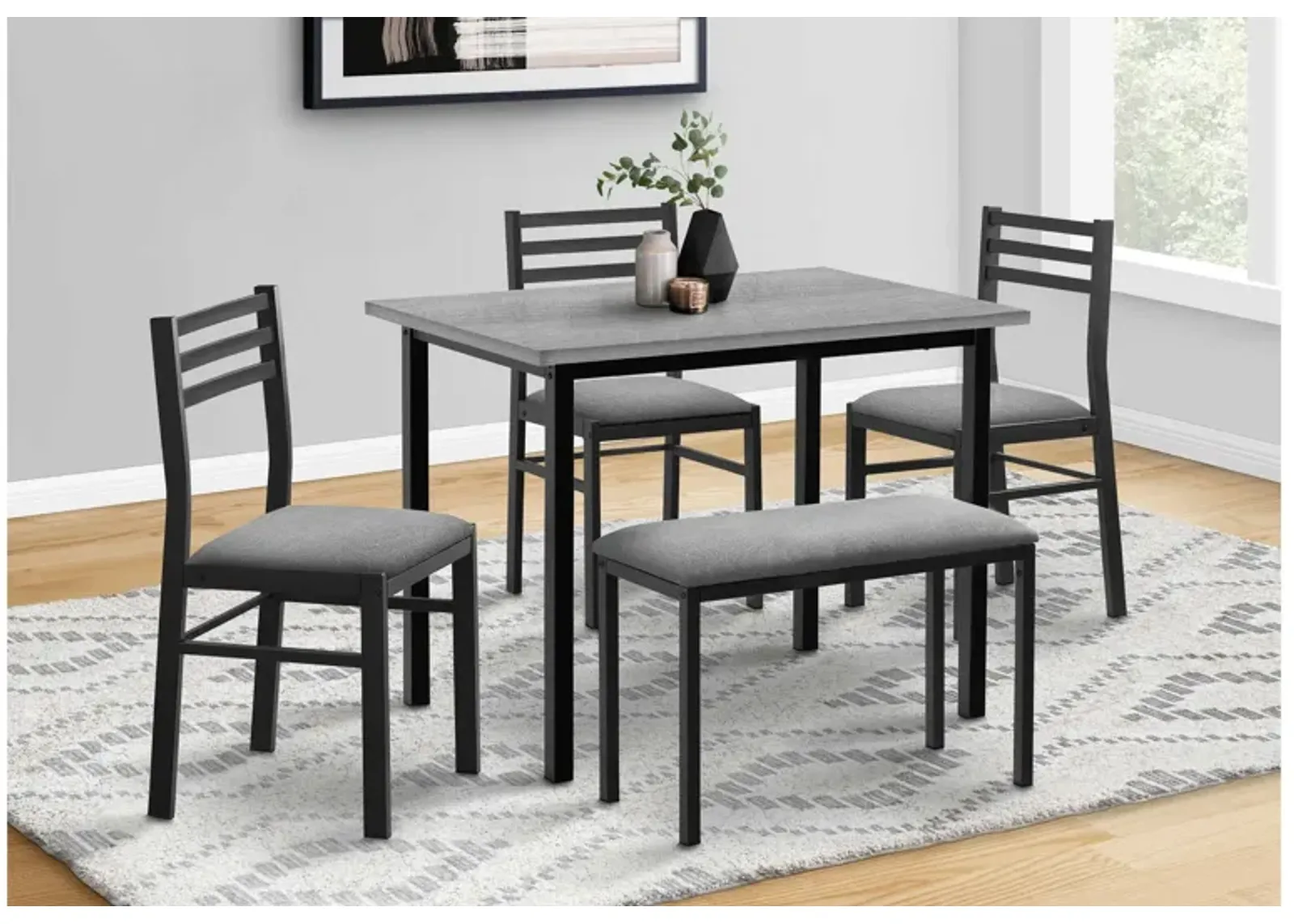 5-Piece Grey & Black Dining Set