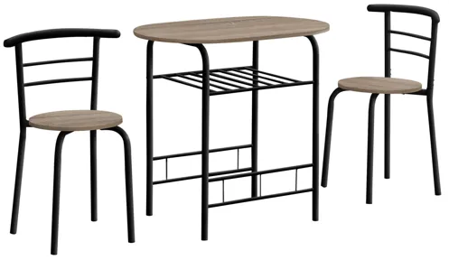 3-Piece Taupe & Black Metal Dining Set