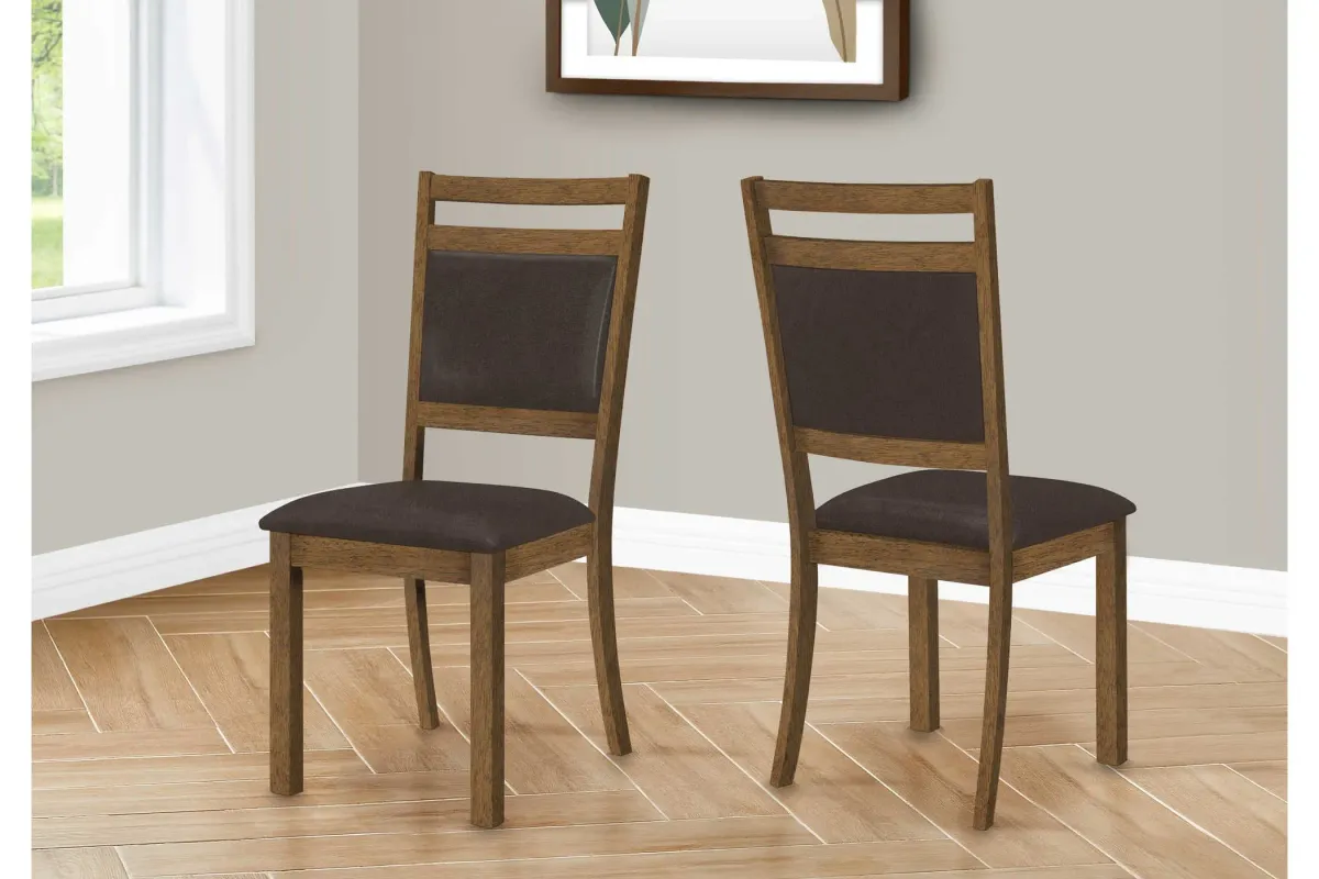 Set of 2 Brown Upholstered Leather Look Dining Chairs