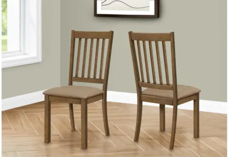 Set of 2 Upholstered Brown Dining Chairs