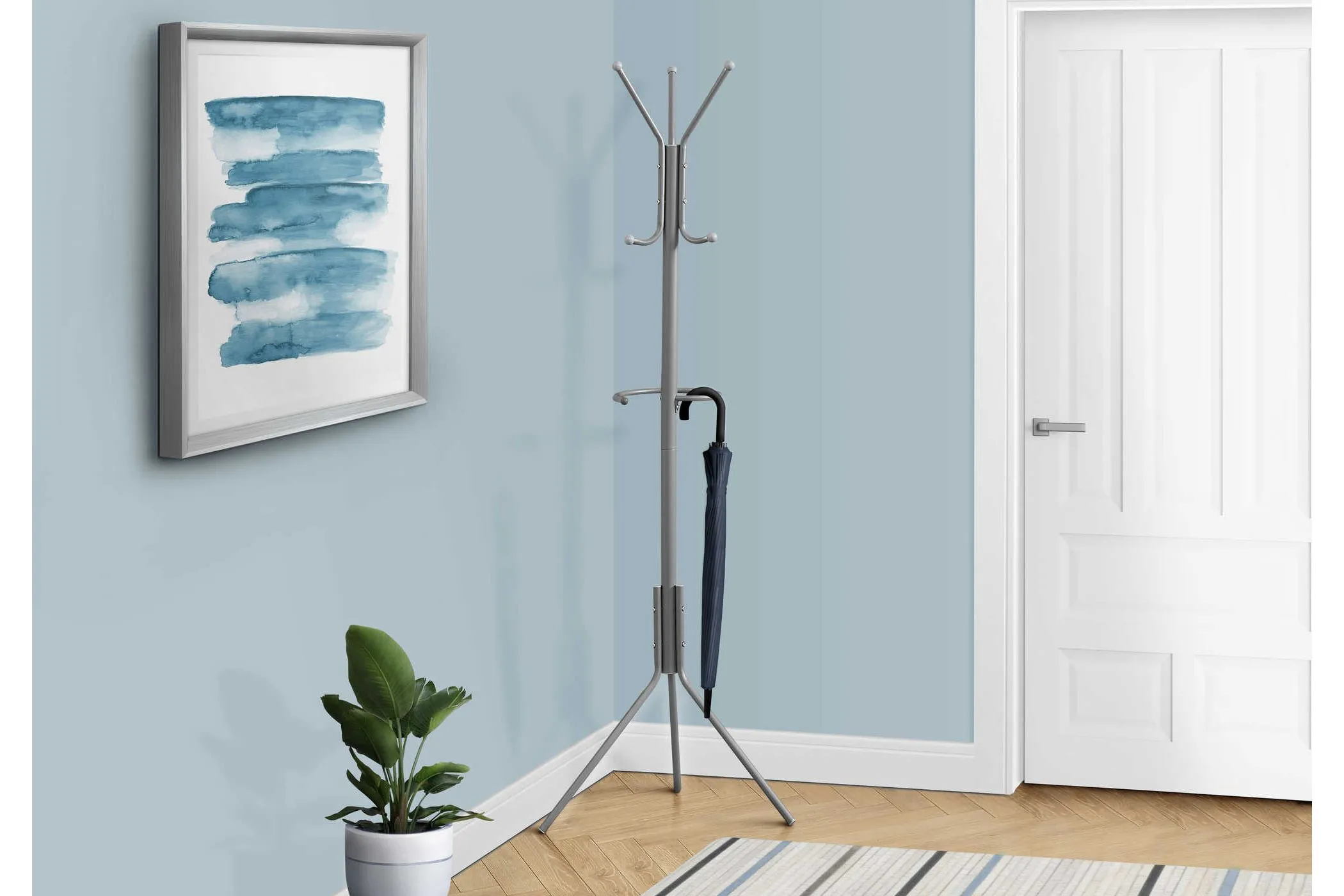 68" Grey Metal Coat Rack