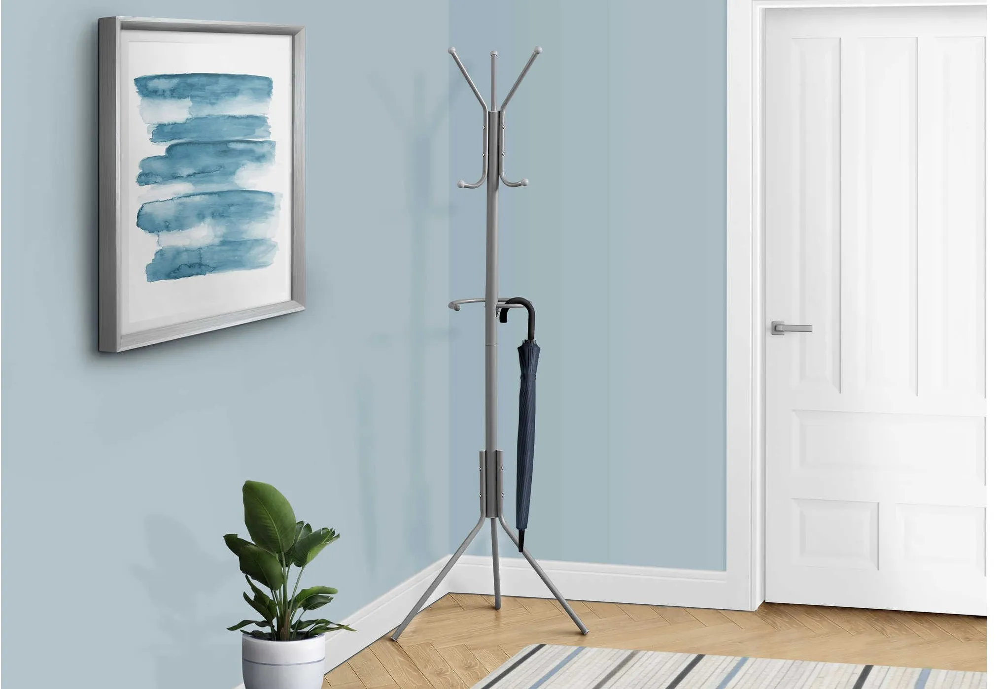 68" Grey Metal Coat Rack