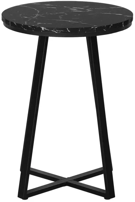 Black Round Marble Look End Table