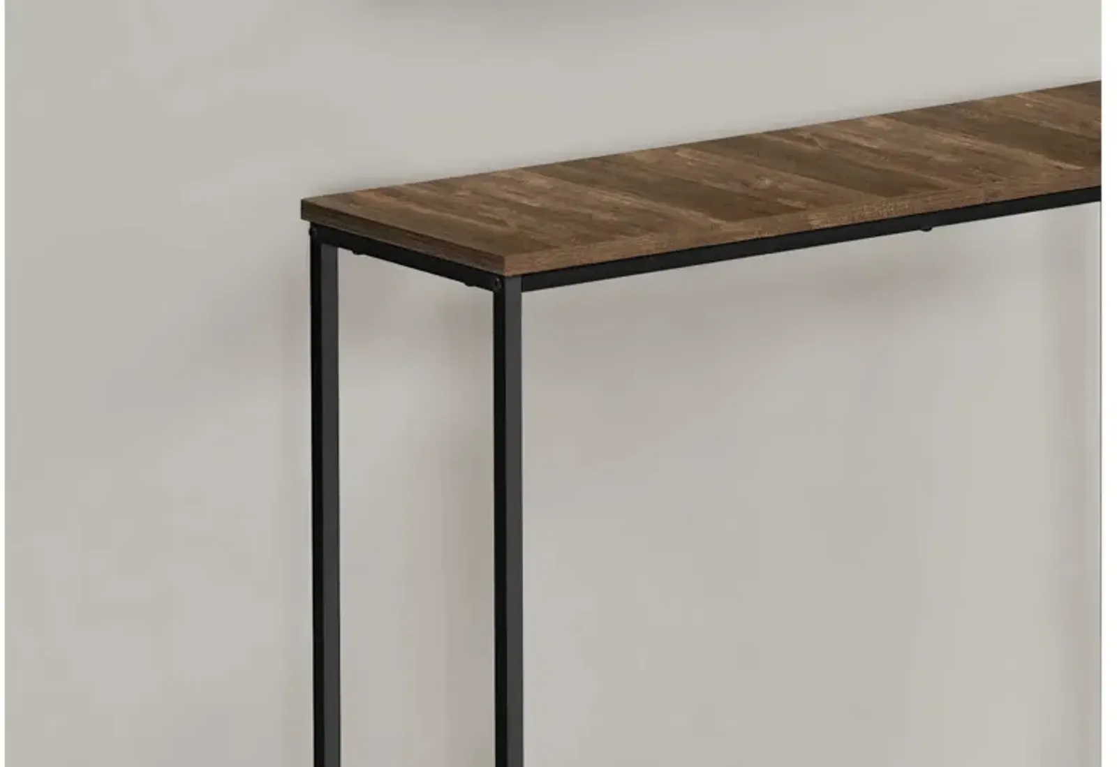 Black Metal Console Table with Brown Top