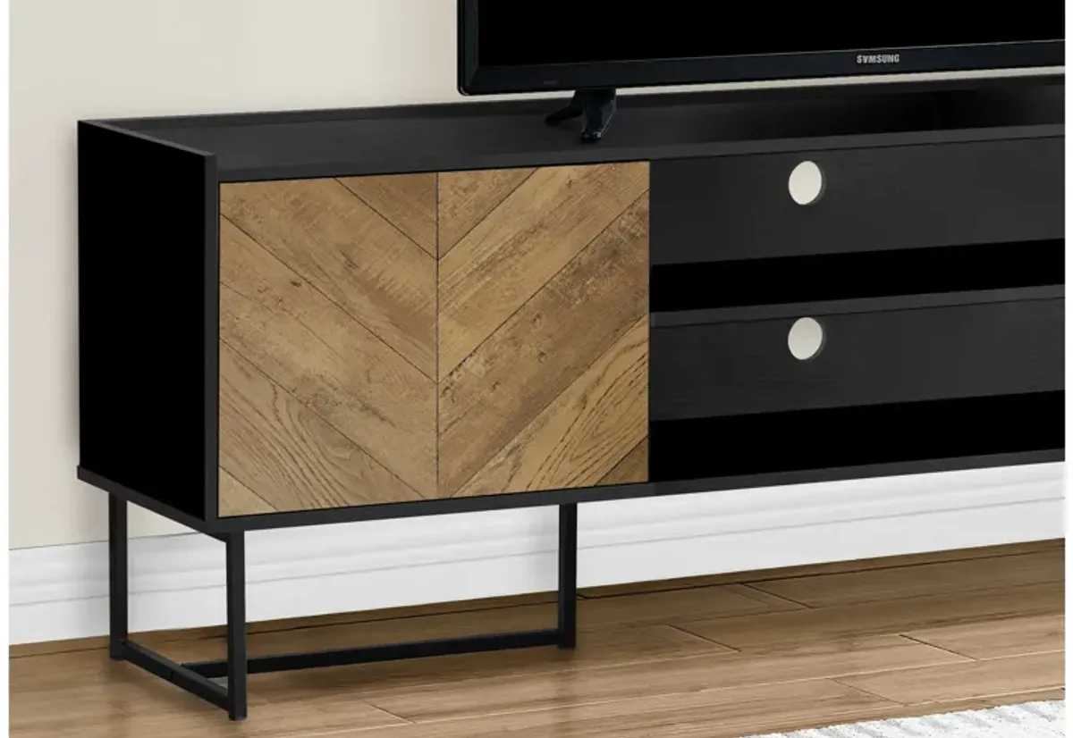 2-Door Black & Wood Modern TV Stand