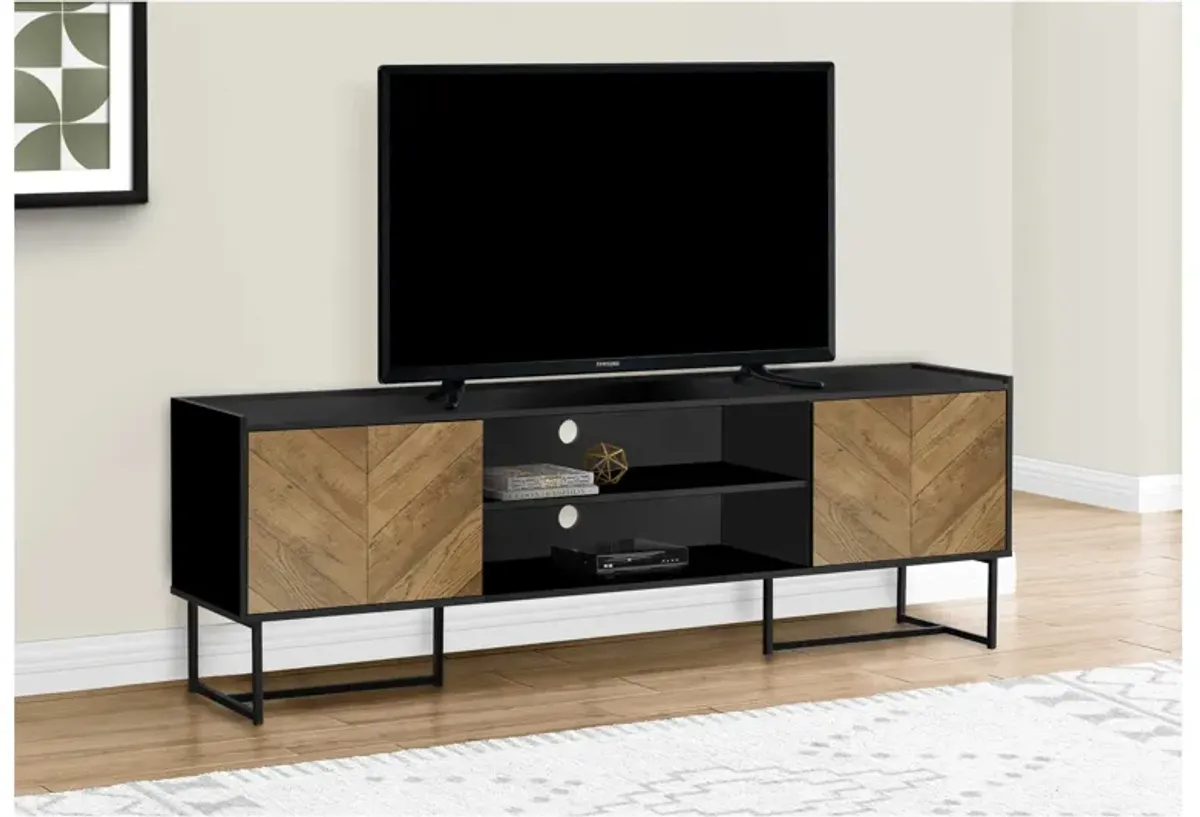 2-Door Black & Wood Modern TV Stand