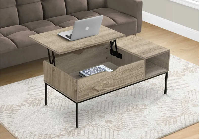 Taupe Lift-Top Coffee Table