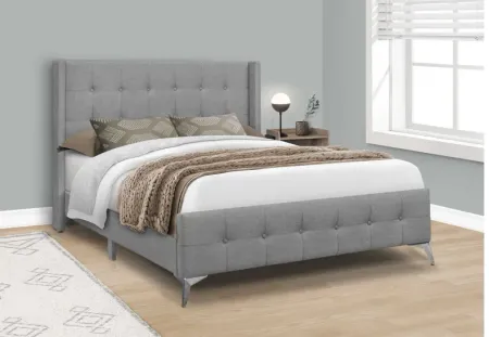 Upholstered Grey with Chrome Legs Queen Bed
