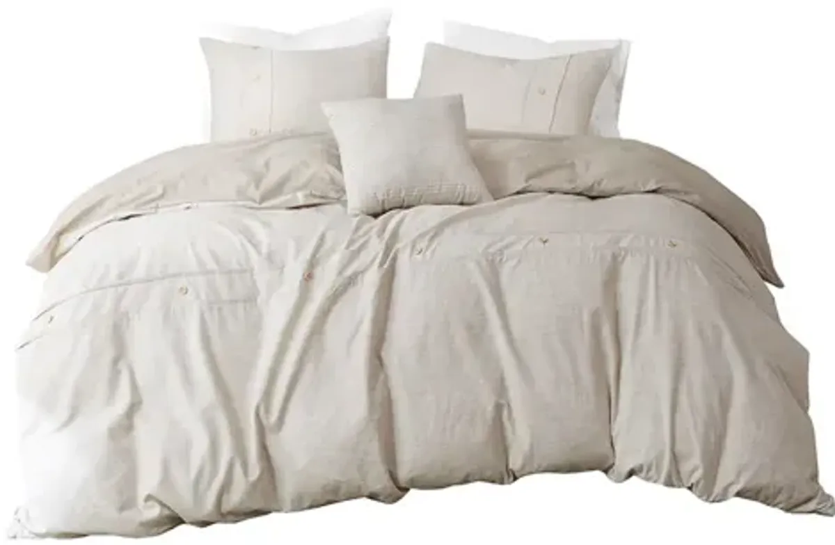 Dover 5 PC Organic Cotton Oversized Comforter Cover Set w/removable insert