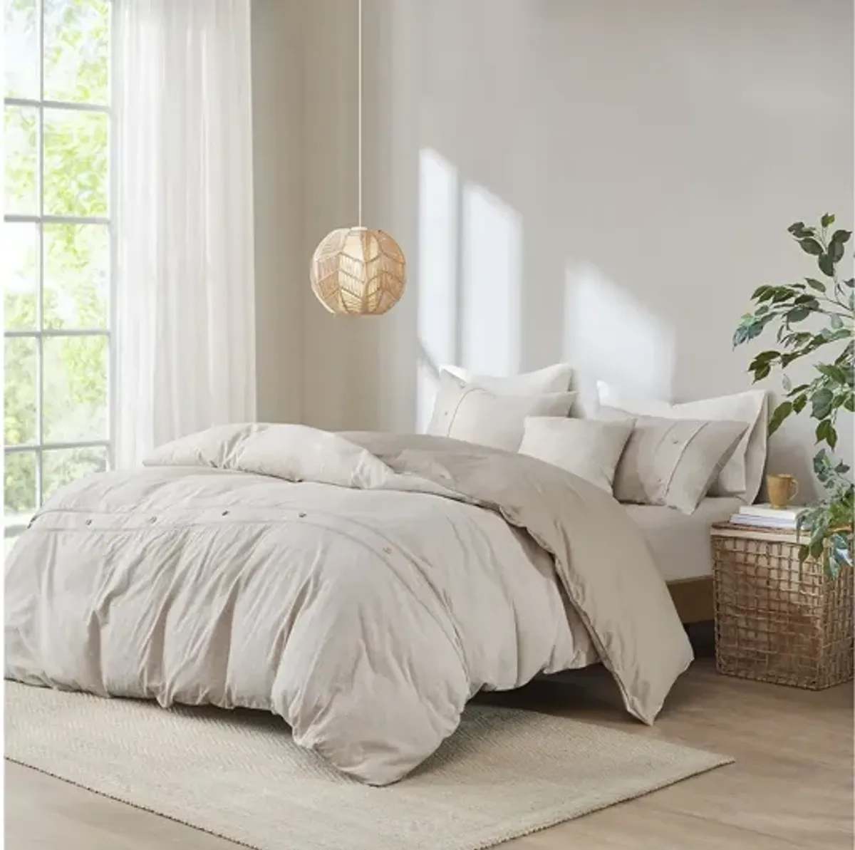 Dover 5 PC Organic Cotton Oversized Comforter Cover Set w/removable insert