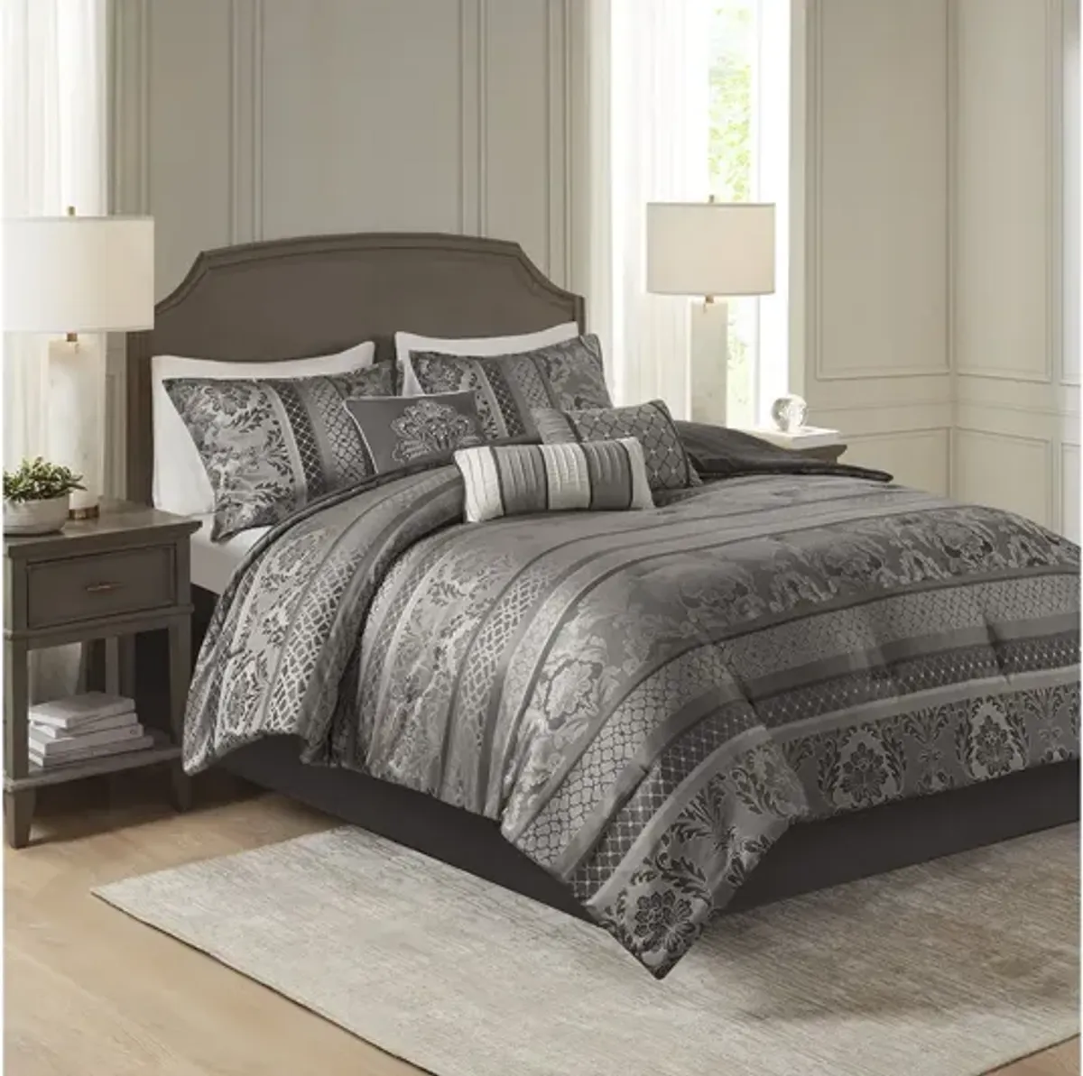 Bellagio 7 Piece Jacquard Queen Comforter Set