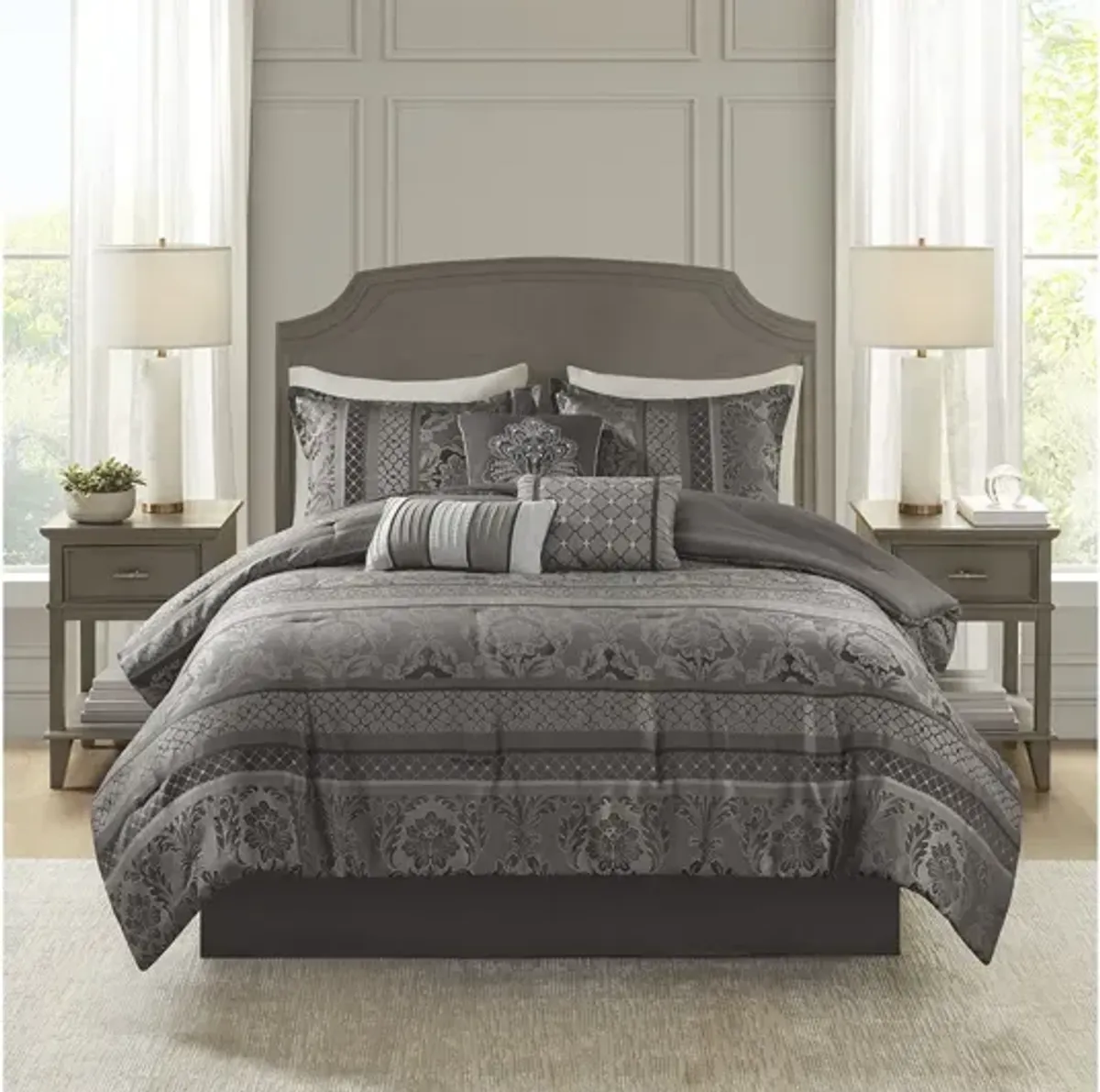 Bellagio 7 Piece Jacquard Queen Comforter Set