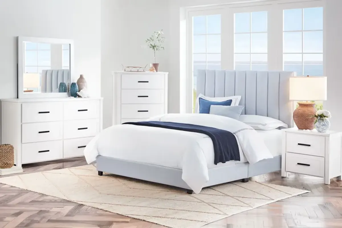 Brynn Blue Upholstered Queen Bed