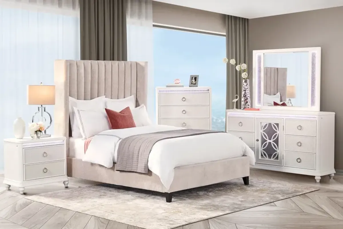 Mari Cream Upholstered Queen Bed