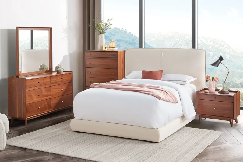 Rove Cream Upholstered King Bed