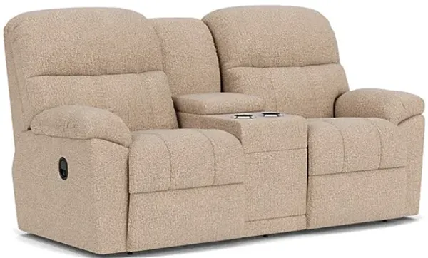 Morrison Sand Reclining Console Loveseat by La-Z-Boy
