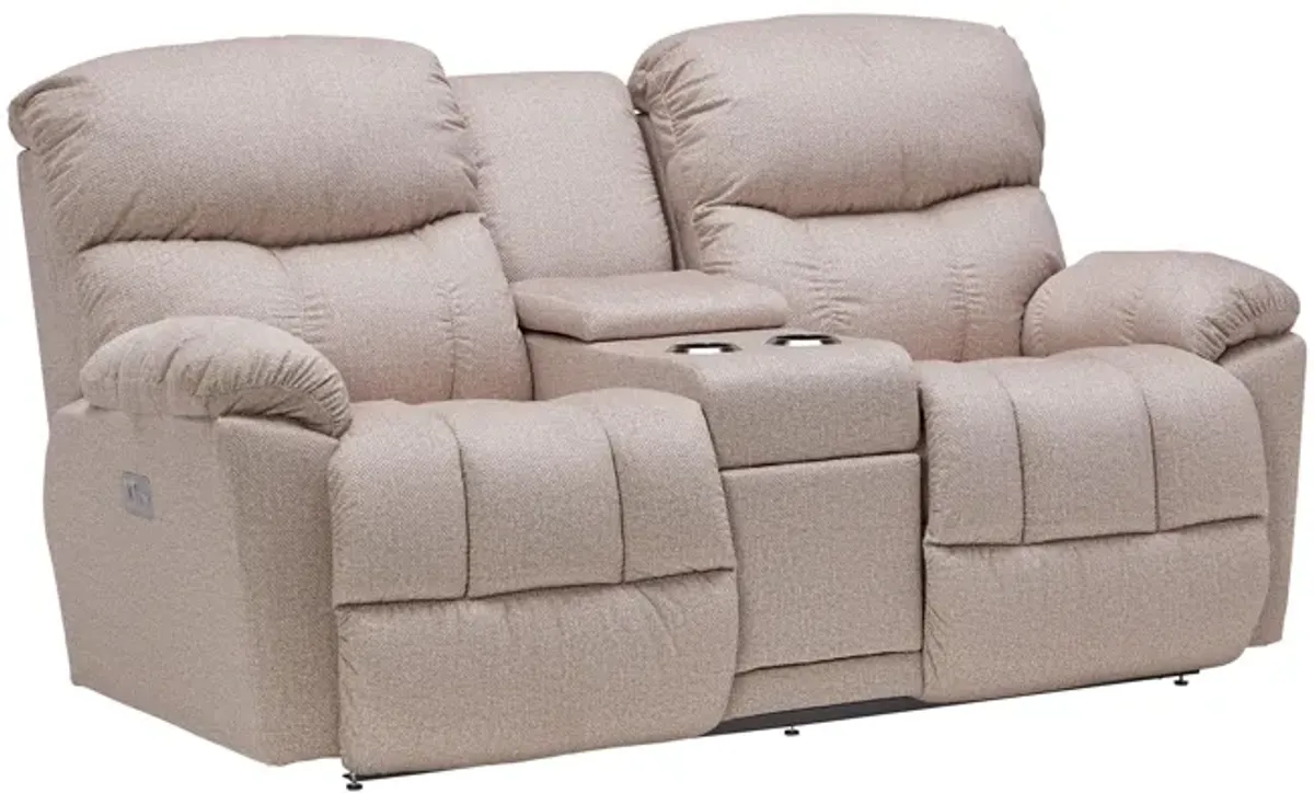 Morrison Sand Dual Power Reclining Console Loveseat by La-Z-Boy