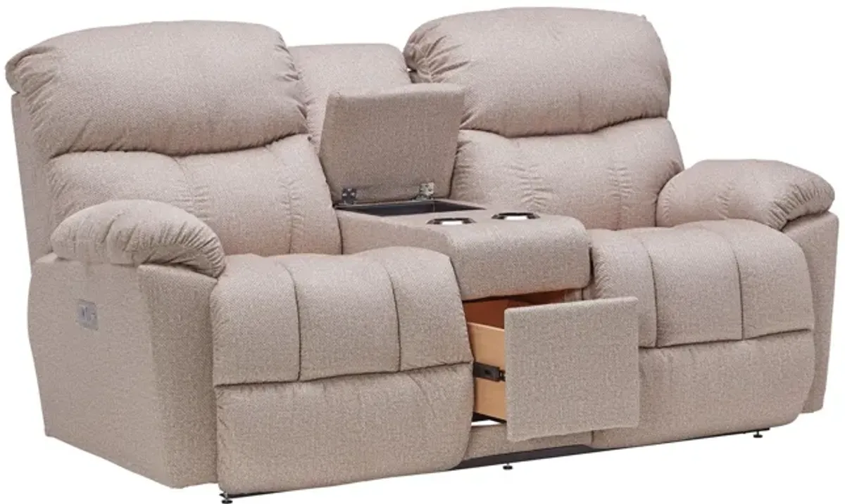 Morrison Sand Dual Power Reclining Console Loveseat by La-Z-Boy