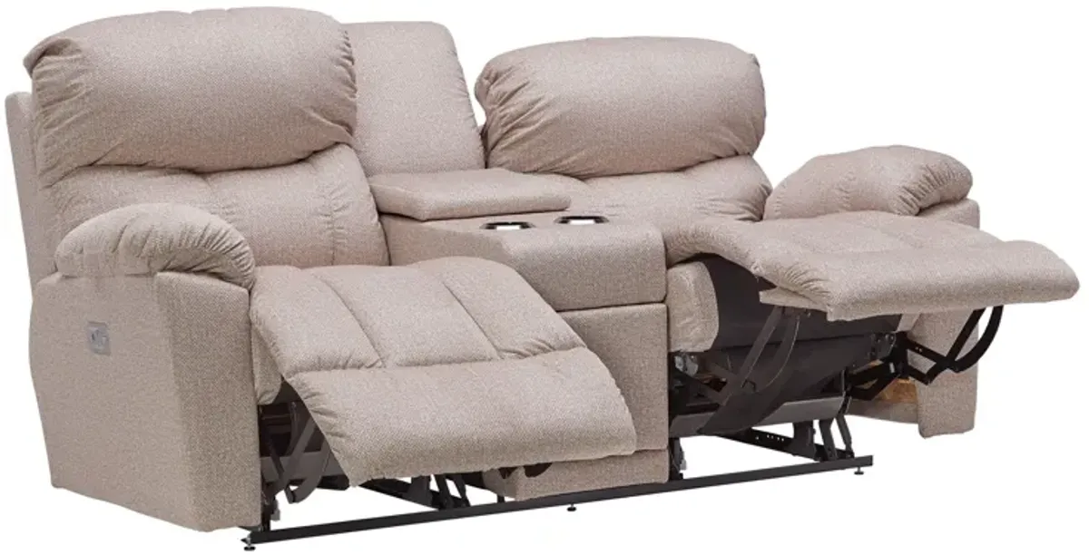 Morrison Sand Dual Power Reclining Console Loveseat by La-Z-Boy