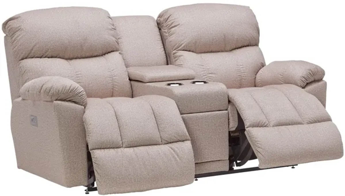 Morrison Sand Dual Power Reclining Console Loveseat by La-Z-Boy