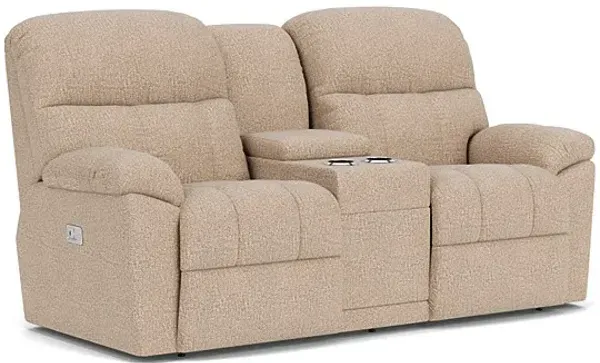 Morrison Sand Dual Power Reclining Console Loveseat by La-Z-Boy