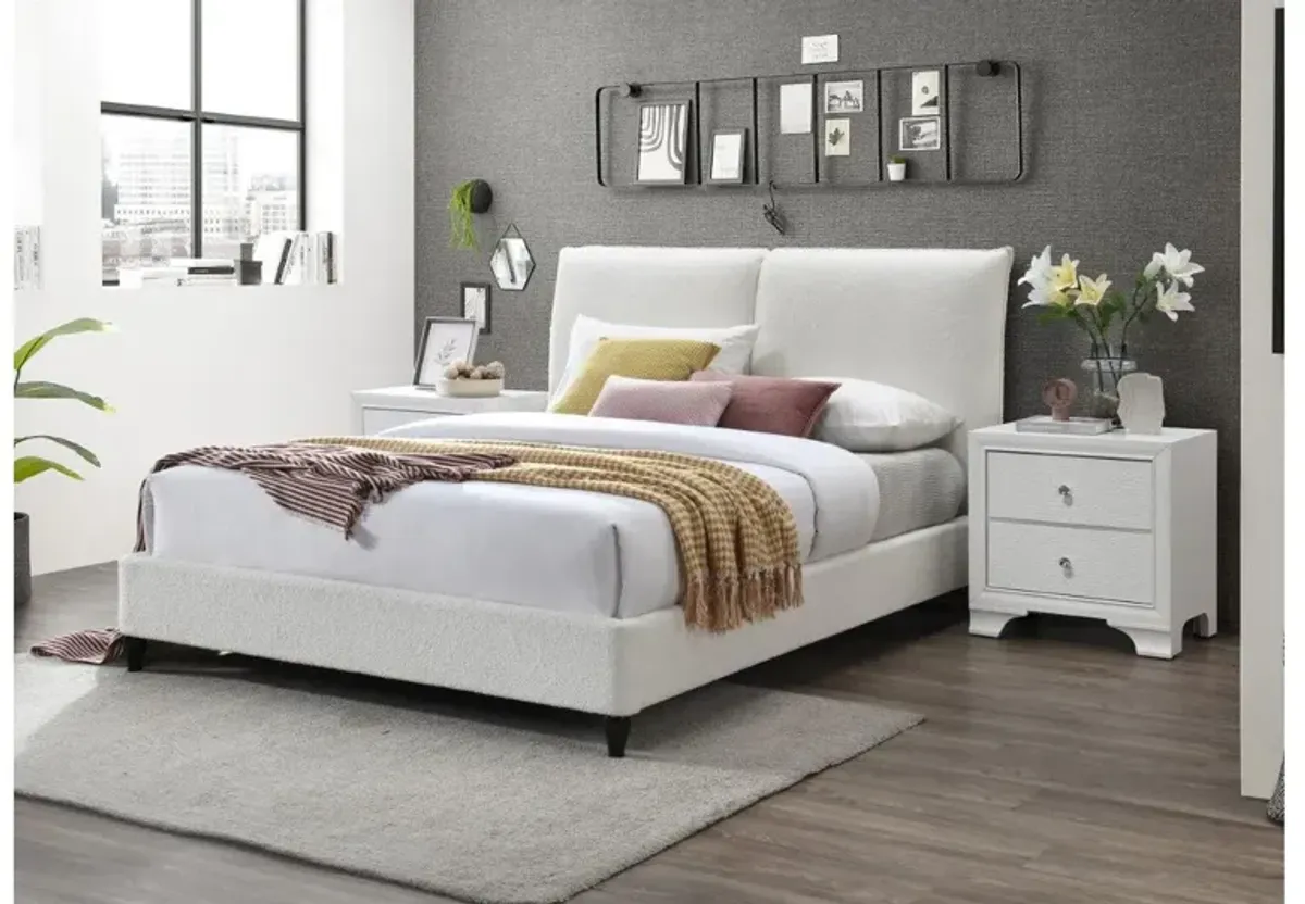 Remi White King Upholstered Bed