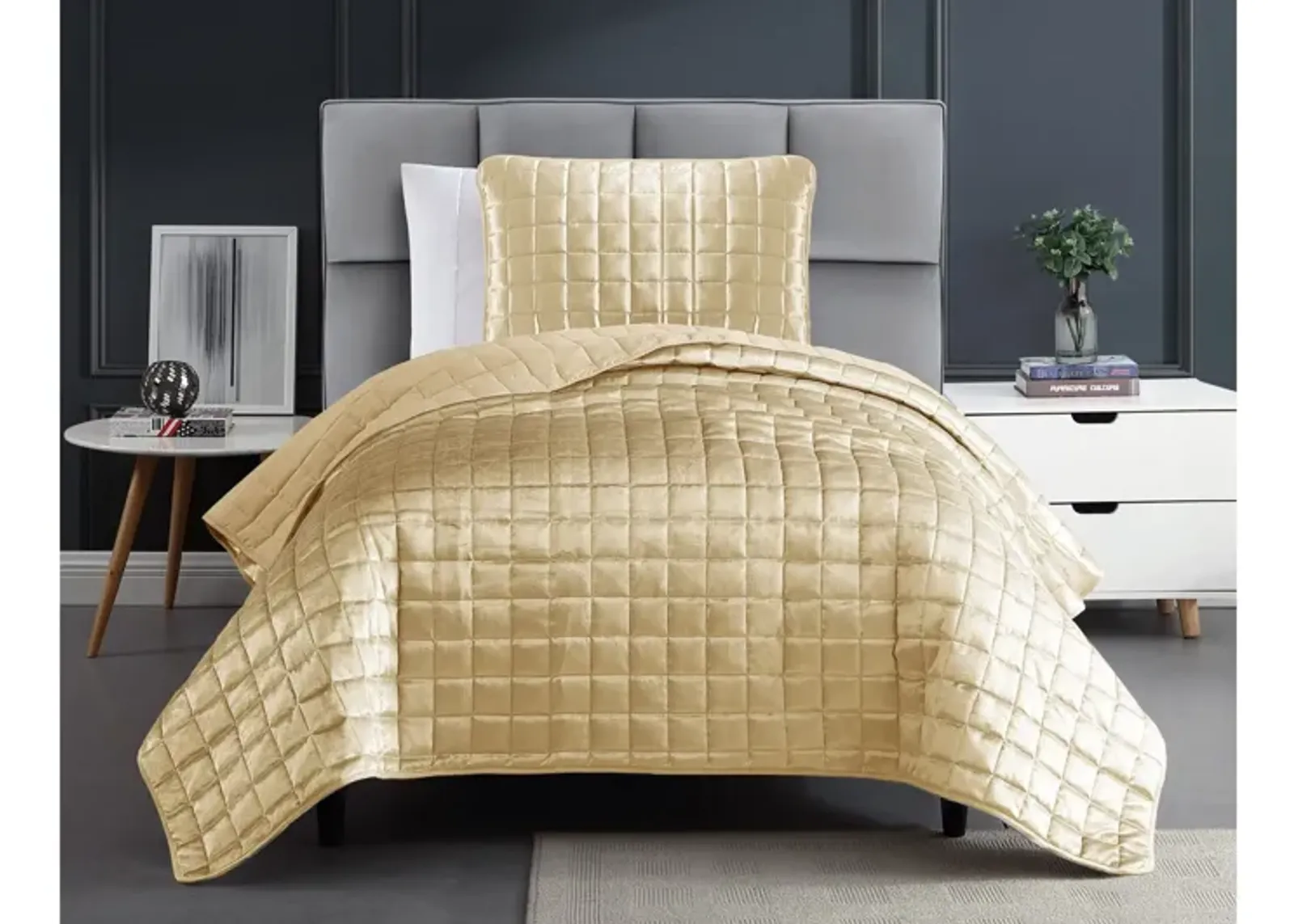 Luxe 2pc Twin Gold Coverlet Set