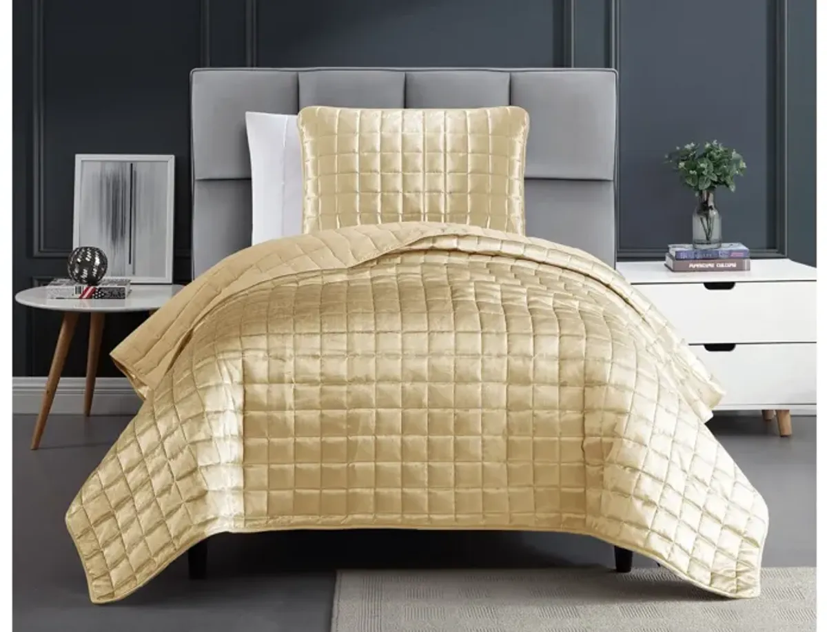 Luxe 2pc Twin Gold Coverlet Set