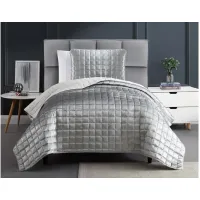 Luxe 2pc Twin Silver Coverlet Set