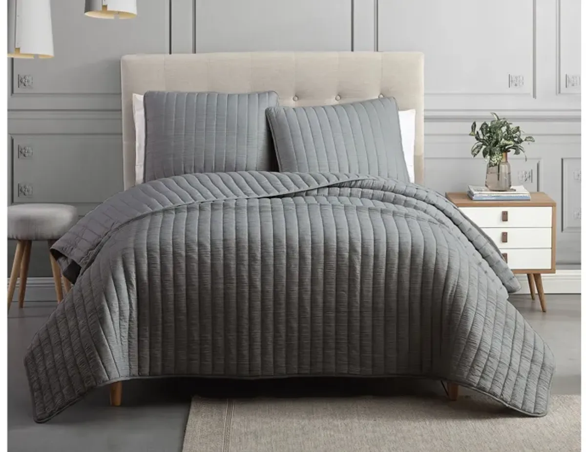 Mansfield 3pc Full/Queen Dark Gray Crinkle Coverlet